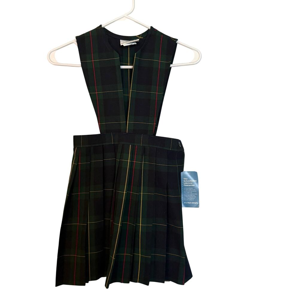 NWT School Belles V-Neck Pleated Jumper Girl’s Size 7 Blue/Green